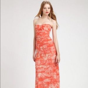 BCBG Erika Strapless Maxi Dress Coral Size 2